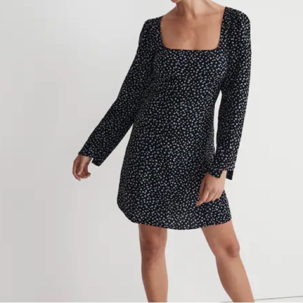 NWT Madewell Seamed Long-Sleeve Mini Dress in Ditsy Floral Size 10